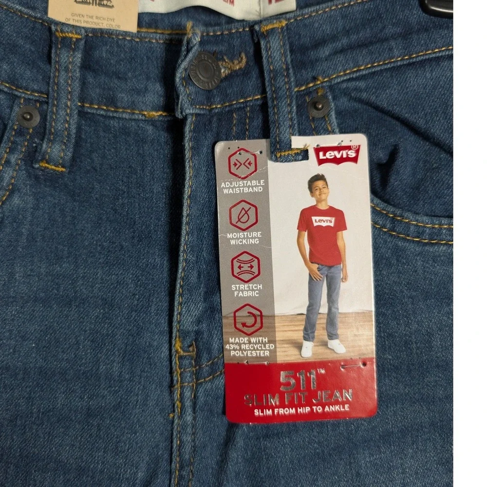 Levis 511 Slim Fit Boys Jeans Size 12 Reg 26x27 Medium Wash Performance Stretch‎